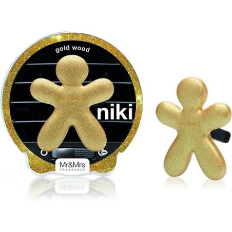 Mr&Mrs Fragrance Gold Niki Refillable Wood Glass 10x4x10 cm