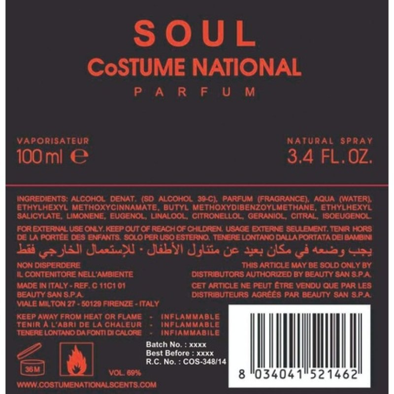 Costume National compatible - Soul Parfum Natural Spray 100 ml