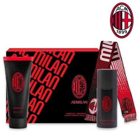 Ac Milan Milan Gift Set With Scarf, Deodorant 150ml, And Shower Gel 200ml