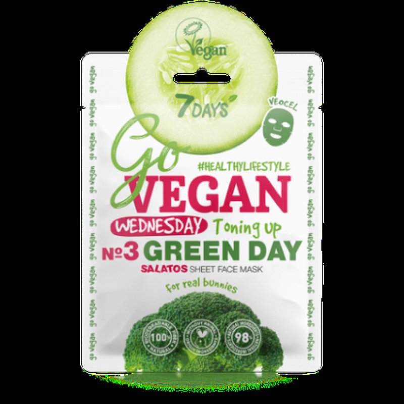 7 Days Beauty GO VEGAN Wednesday No.3 Green Day Salad Sheet Face Mask