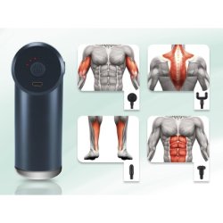 BEPER Percussion Massager 30W Rechargeable Massage Gun with 4 Interchangeable Heads 6 Intensity Levels Black
