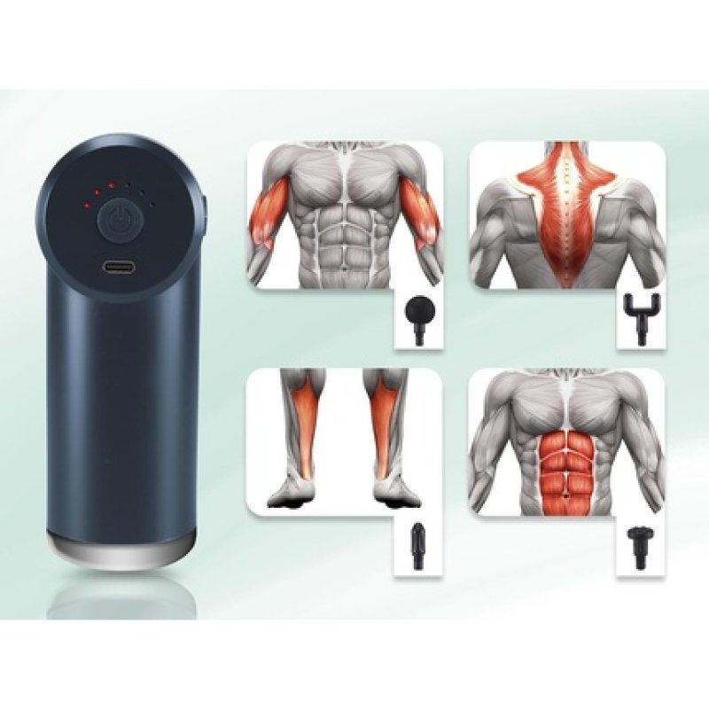 BEPER Percussion Massager 30W Rechargeable Massage Gun with 4 Interchangeable Heads 6 Intensity Levels Black