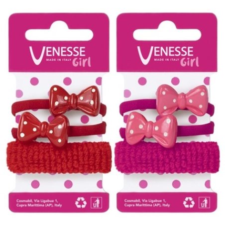 Girl's Elastic Hair Bands VENESSE with Microfiber Sponge and Butterfly Design - 3 Pieces