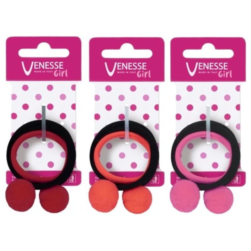 Venesse Microfiber Elastic Hair Bands with Small Pom Pom for Girls