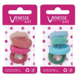 Venesse Elastic Hair Bands Bimba Spugna Piccoli Glitter 4 Pcs