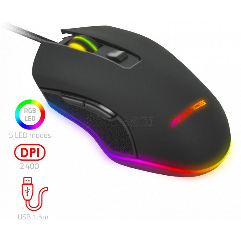 Souris filaire Gamer Advance compatible GTA 210 RGB (Noir)