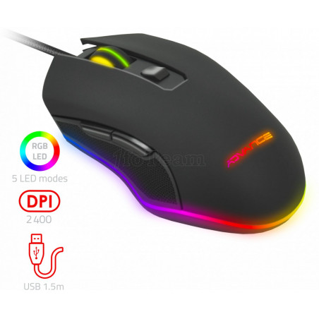 Souris filaire Gamer Advance compatible GTA 210 RGB (Noir)