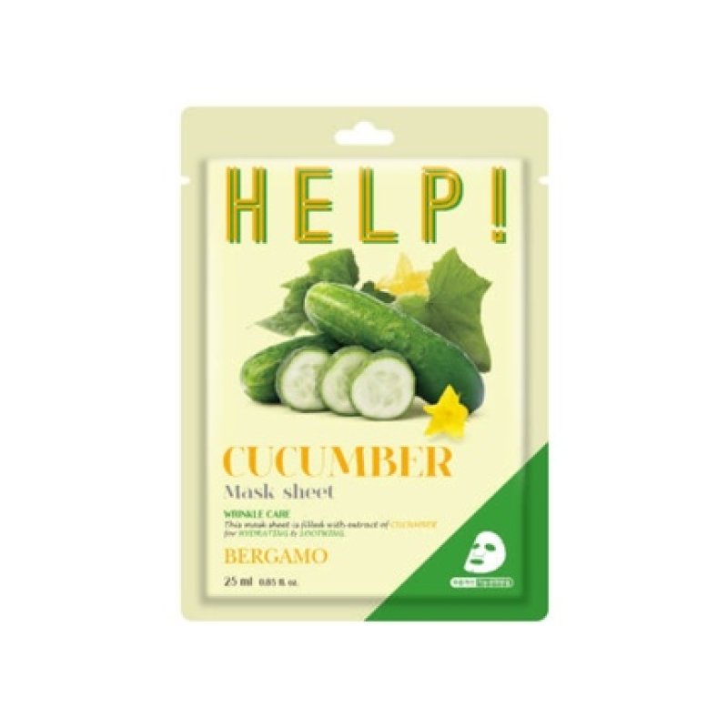 Bergamo Bergamo Help! Cucumber Mask Sheet 25 Ml - Smoothing Face Mask With Cucumber Extract