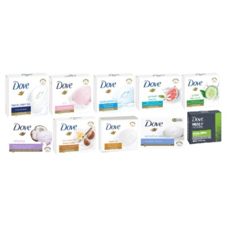 Dove Multicolor Dermatologically Approved 1/4 Moisturizing Cream Bar Soap 90g