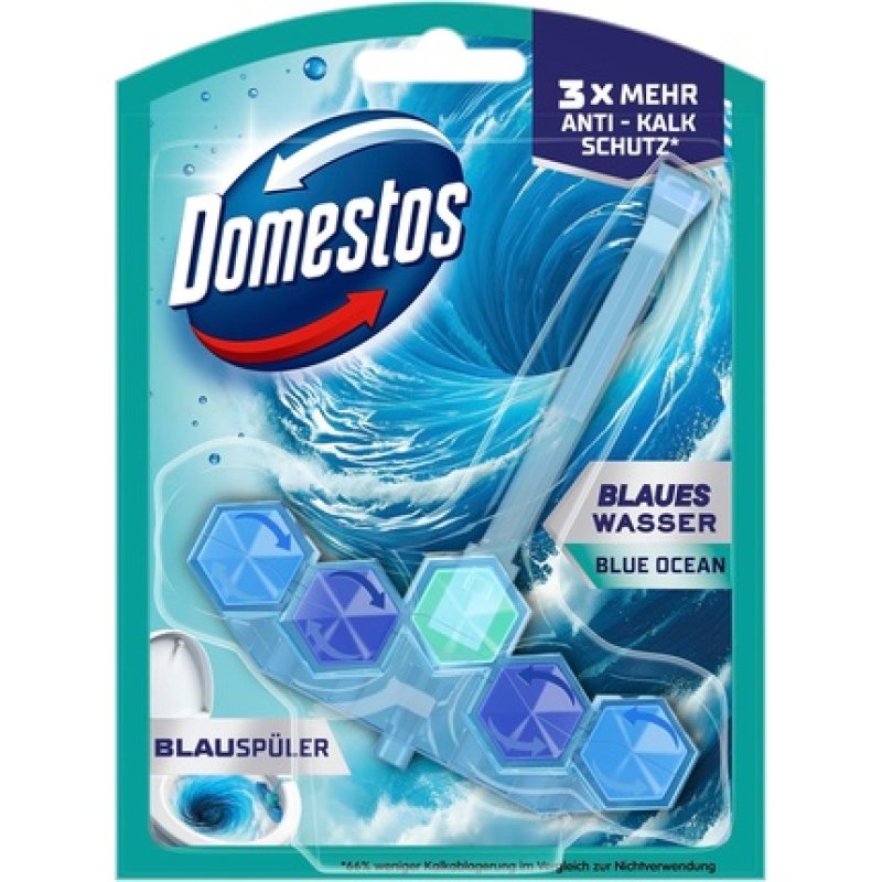 Domestos Power 5 Active Blue Rinse Agent Toilet Cleaner with Anti-Limescale Protection