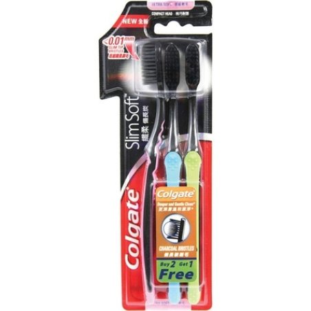 Colgate Slim Soft Active Charcoal Toothbrush - Pack of 3