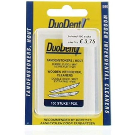 Duodent Wood Toothpicks Fine/Extra Fine Double Sided 100 Pieces