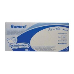 Romed Latex Examination Gloves Powdered Extra Small