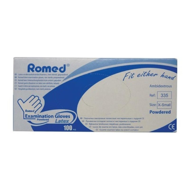 Romed Latex Examination Gloves Powdered Extra Small
