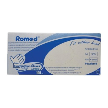 Romed Latex Examination Gloves Powdered Extra Small