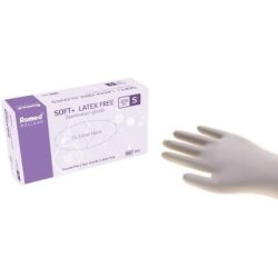 Romed Soft Latex Free Examination Gloves 100 Pieces L - White Vinyl