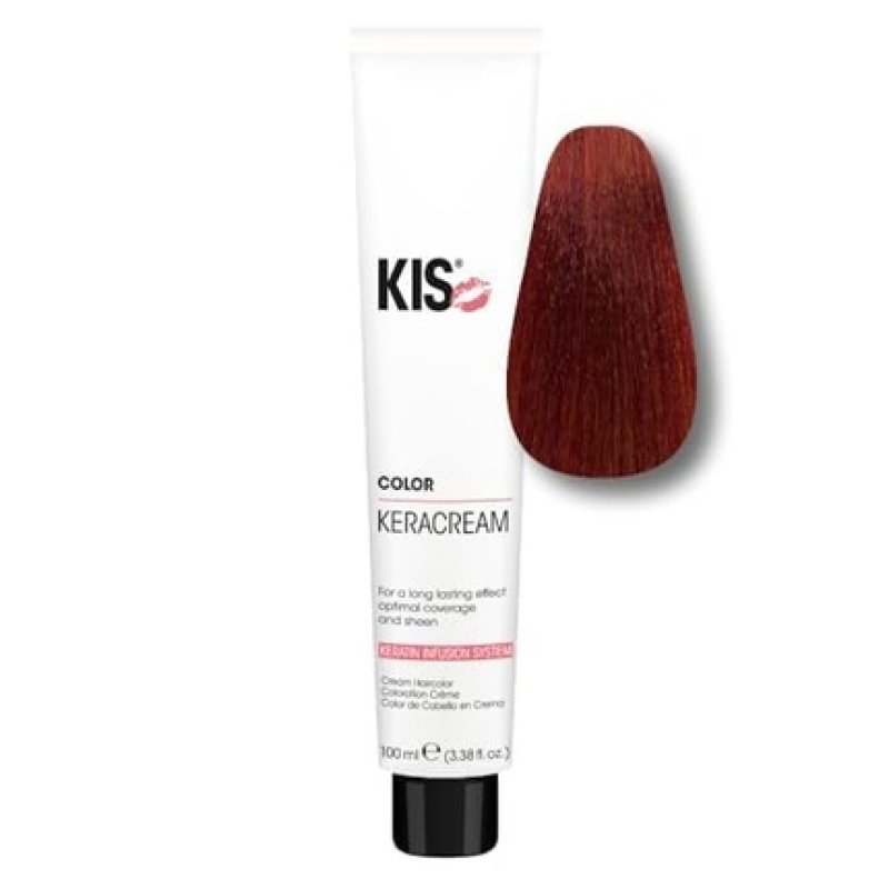 KIS KeraCream Color Permanent Hair Color Cream 100ml 5RK High Coverage Intensive Hair Color Keratin Infusion - Animal
