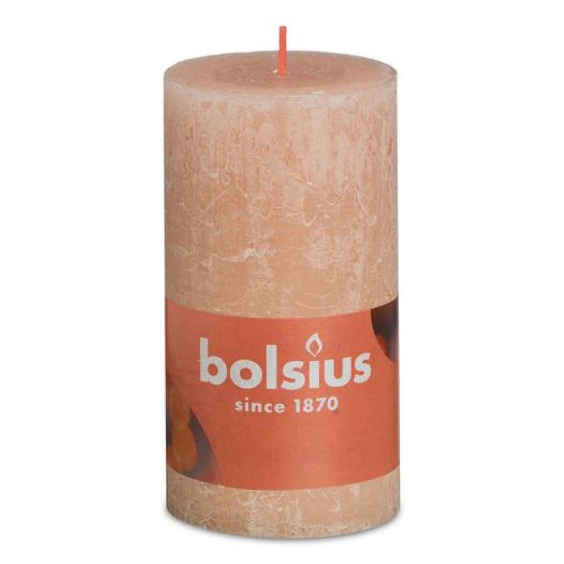 Bolsius Misty Pink Rustic Shine Pillar Candle 13cm x 7cm