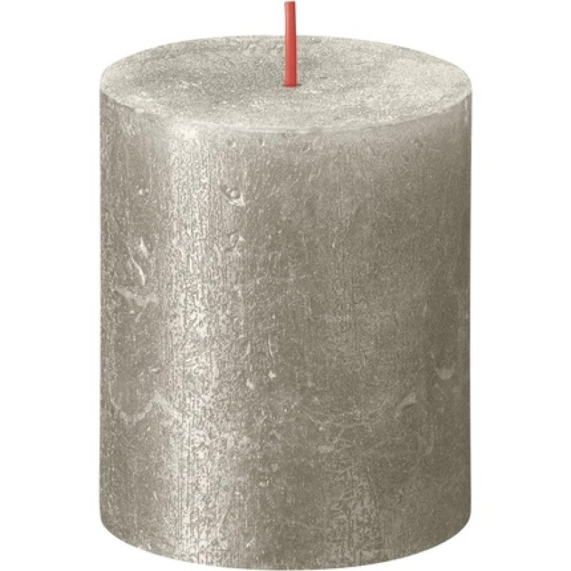 Rustic Pillar Candles Shimmer Champagne