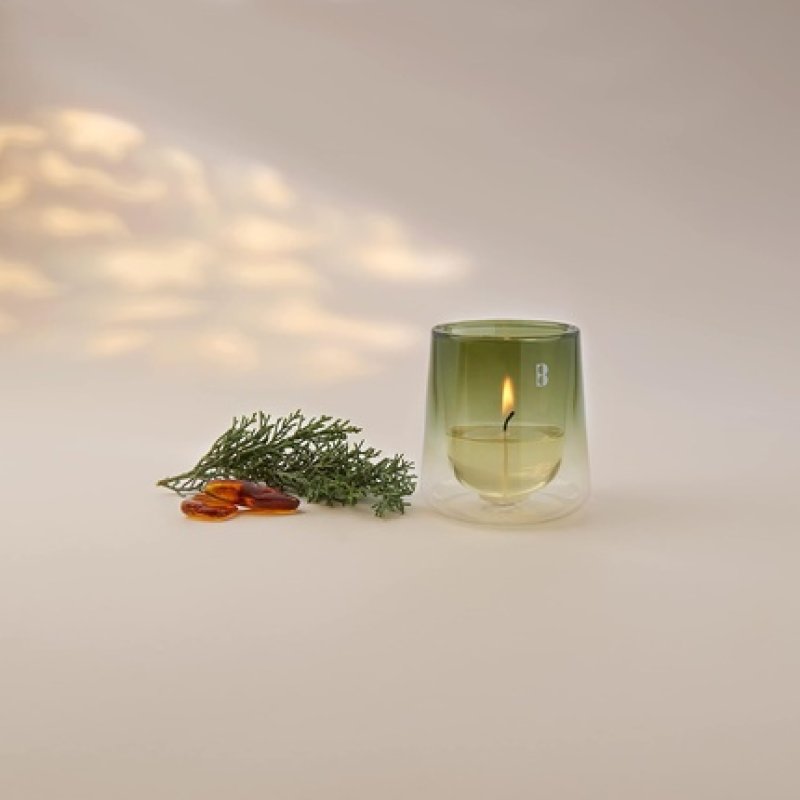 Bolsius CleanLight Refillable Scented Candle Cypress & Amber 20 Hours Burning Time Natural Vegan Wax