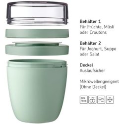 Mepal Lunchpot Ellipse Mini Practical Yoghurt Cup & Muesli Cup Separate Compartments for Yoghurt & Muesli 300ml 120ml