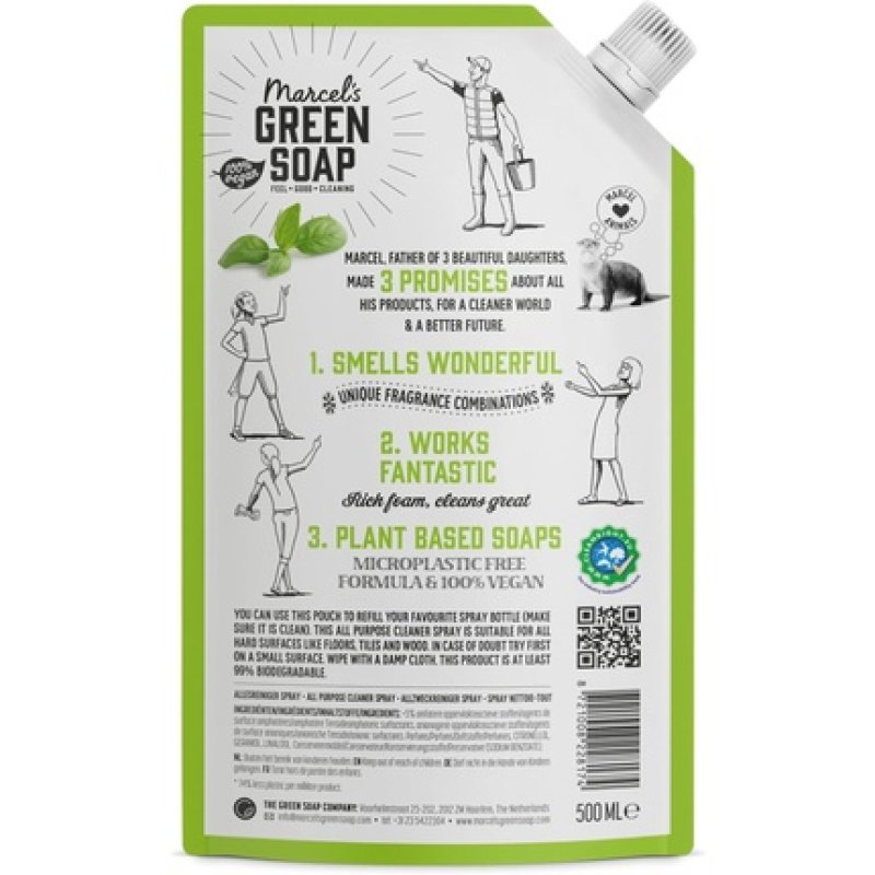 Marcel's Green Soap All-purpose Spray Refill Basil & Vetiver Cleaning Spray 500ml