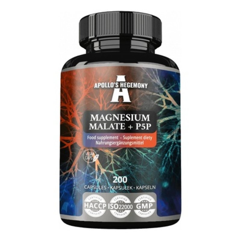 Apollo's Hegemony Magnesium Malate P5p Dietary Supplement 200 Capsules