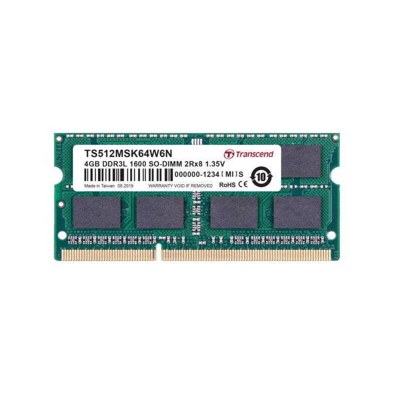 Transcend 4GB, 1600MHz, SO-DIMM module de mémoire 4 Go 1 x 4 Go DDR3