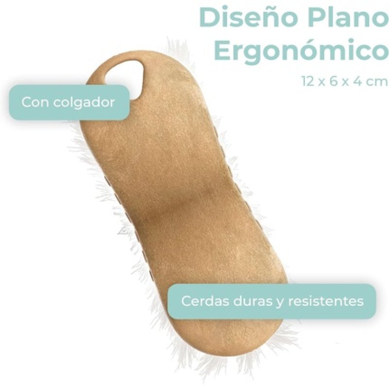 VIGAR Multifunctional Brush Hard and Resistant Bristles 12x6x4cm Made in Spain with Recycled Materials Brown Washing