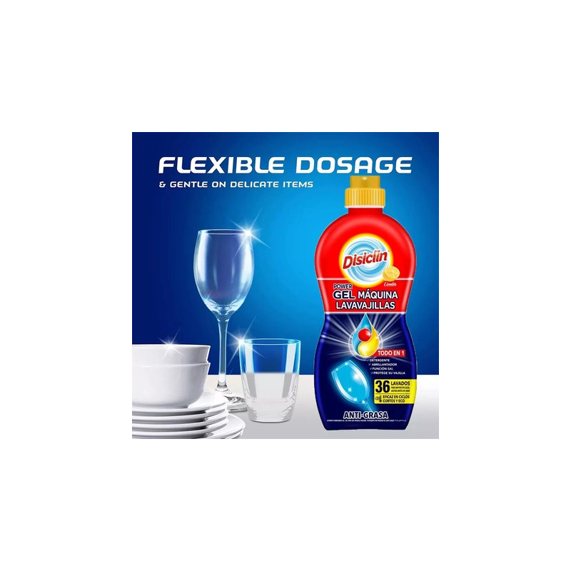 Disiclin All In 1 Rinse Aid Dishwasher Machine Cleaner Gel With Lemon Scent - 36 Washes