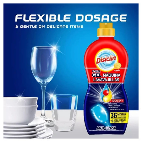 Disiclin All In 1 Rinse Aid Dishwasher Machine Cleaner Gel With Lemon Scent - 36 Washes