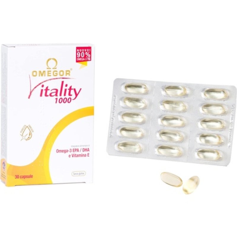 OMEGOR Vitality 1000 Capsules with Omega 3, EPA, DHA and Vitamin E 30 Capsules