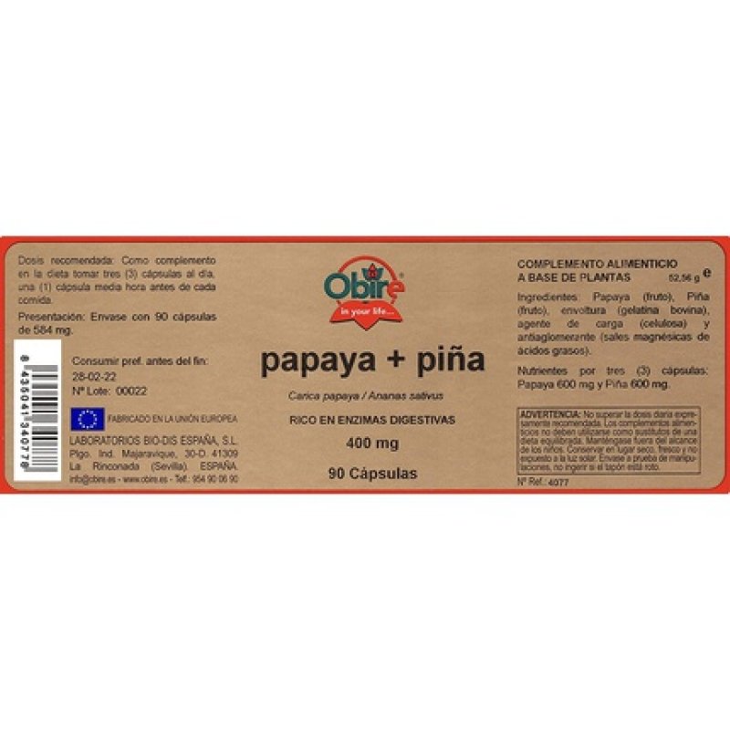 Obire Papaya And Pineapple 90cap