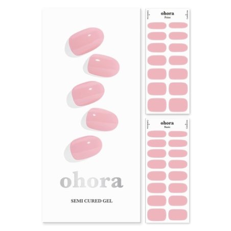ohora Semi Cured Gel Nail Strips N Cream Pink - Works with Any Nail Lamps Salon-Quality Long Lasting Easy to Apply &