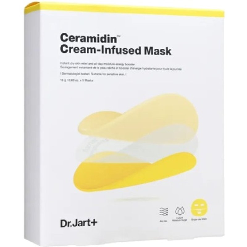 Dr. Jart Deeply Hydrating Ceramidin Face Mask Cream-Infused Mask - 5 X 18 G