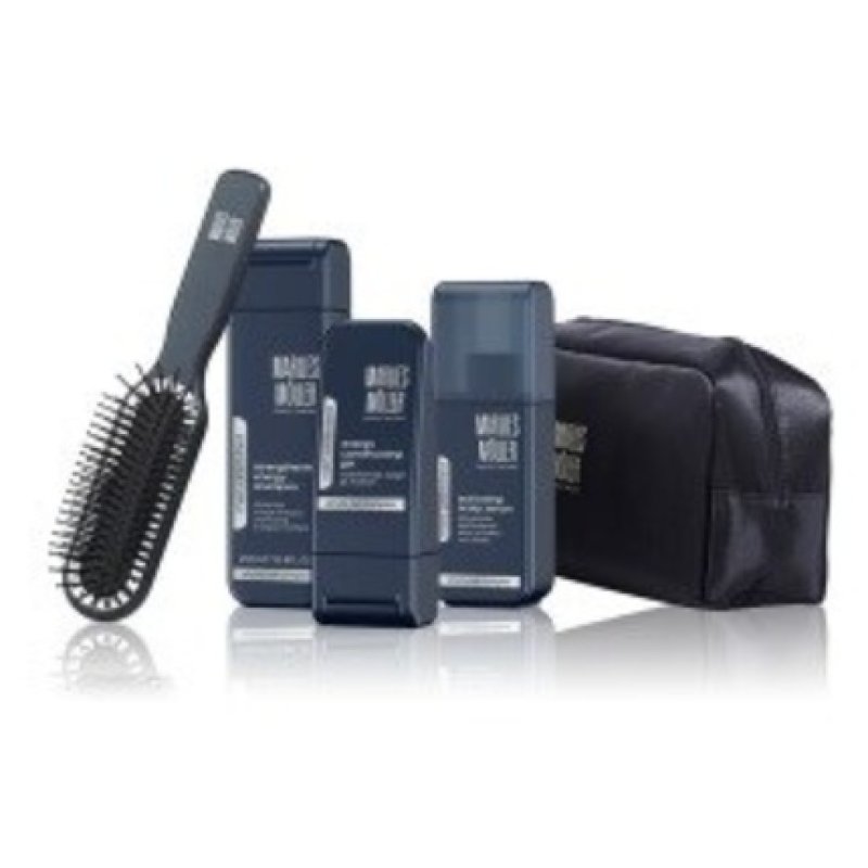 Marlies Moller Hair Styling Gel Flexible Hold, Energizing Shampoo, And Paddle Hair Brush Set