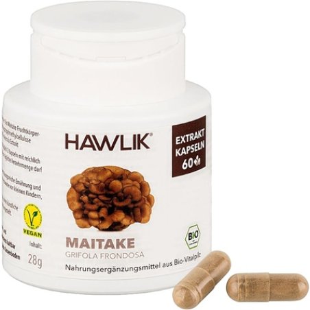 HAWLIK Organic Maitake Mushroom Extract Capsules with Vitamin C 60 Capsules
