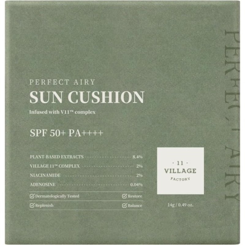 Village 11 Factory Perfect Airy Sun Cushion SPF 50 14g Korean Skin Care