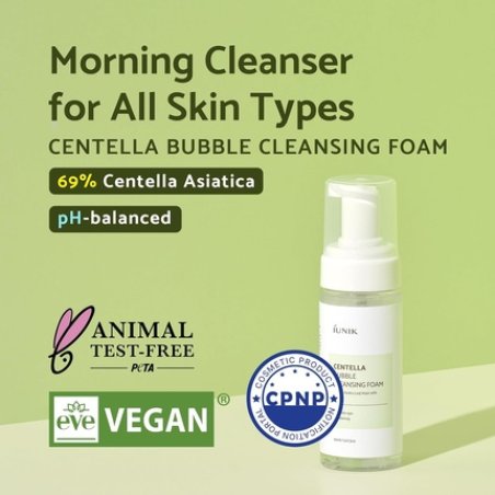 IUNIK Centella Bubble Foaming Vegan Facial Cleanser with Tea Tree Extracts Centella Asiatica Extract 69% 150ml