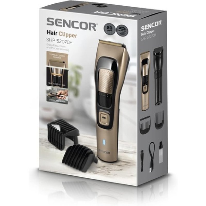 Sencor SHP5207CH Men's Beard and Hair Trimmer Professional Waterproof Electric Beard and Hair Trimmer with Titanium