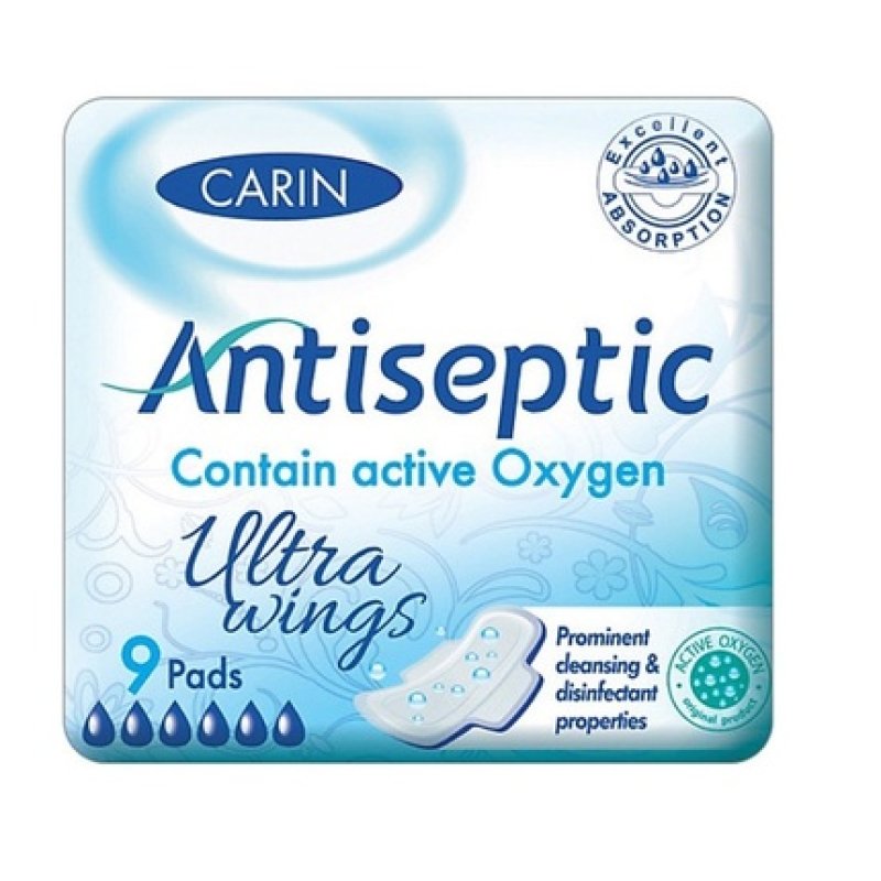 Carin Antiseptic Ultra Wings Ultra Thin Sanitary Pads 9 Pieces