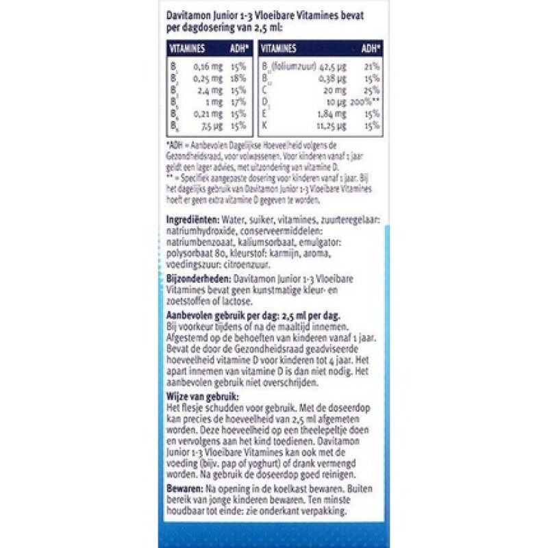 Davitamon Junior 1 Liquid Vitamins Raspberry - 100ml