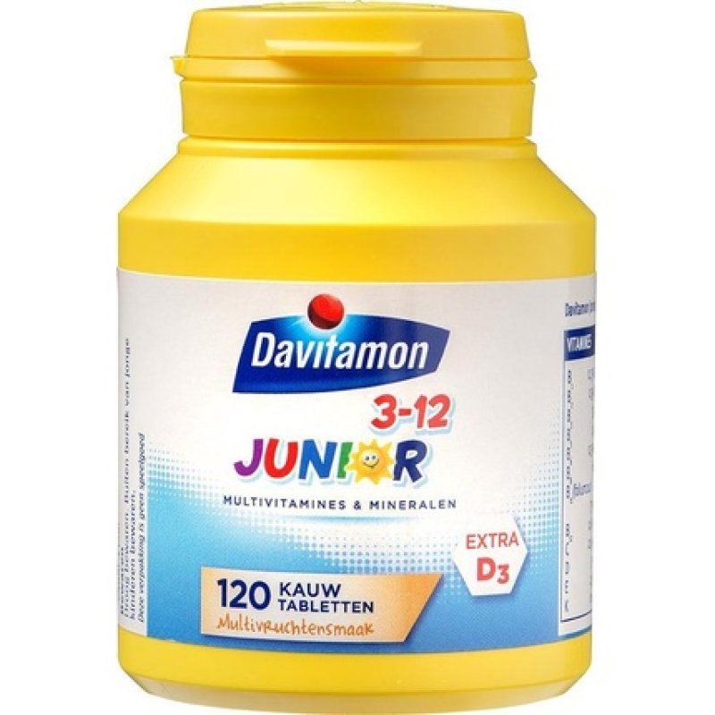 Davitamon Junior 3 Chewable Vitamins - Children's Multivitamin - Multifruit - 120 Tablets
