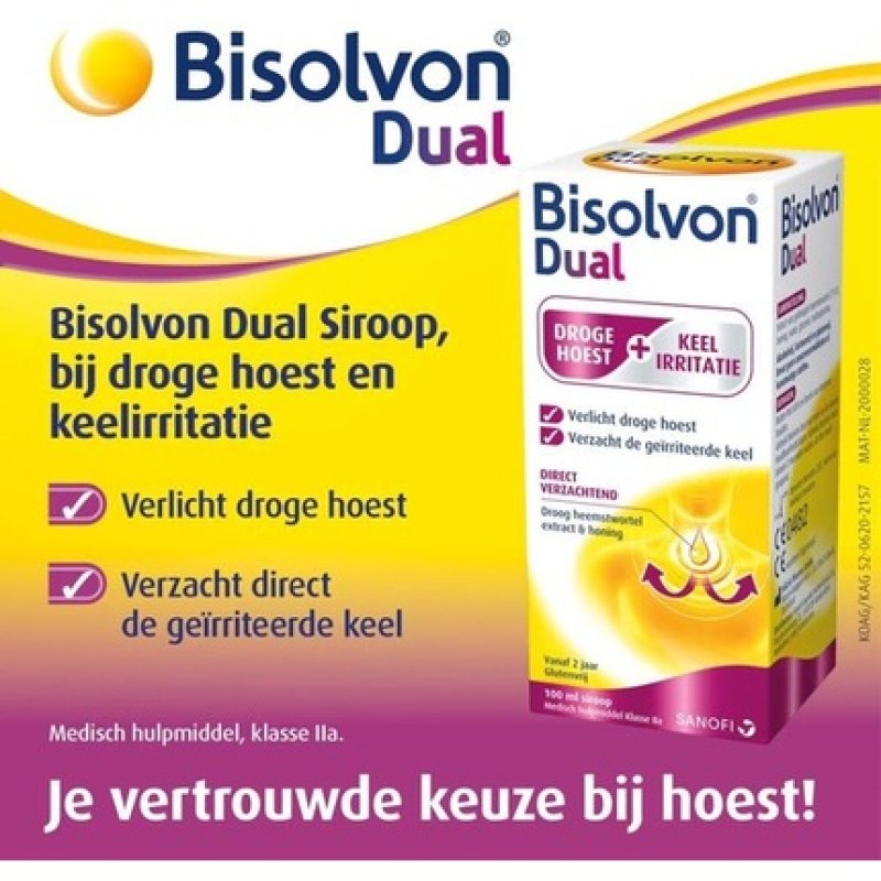 Bisolvon Dual Dry Cough Throat Irritation Syrup - 100 Ml