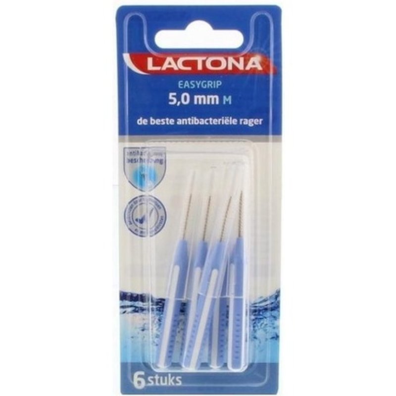 Lactona Brushes Easygrip M 5.0 Mm - Toothbrush - 6 Pieces