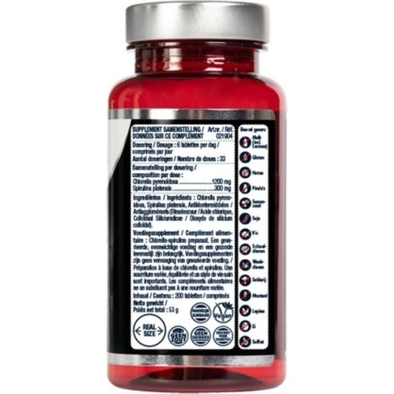 Lucovitaal Chlorella Spirulina Dietary Supplement - 200 Tablets