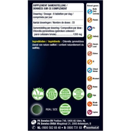 Lucovitaal Chlorella 100% Pure - 200 Tablets