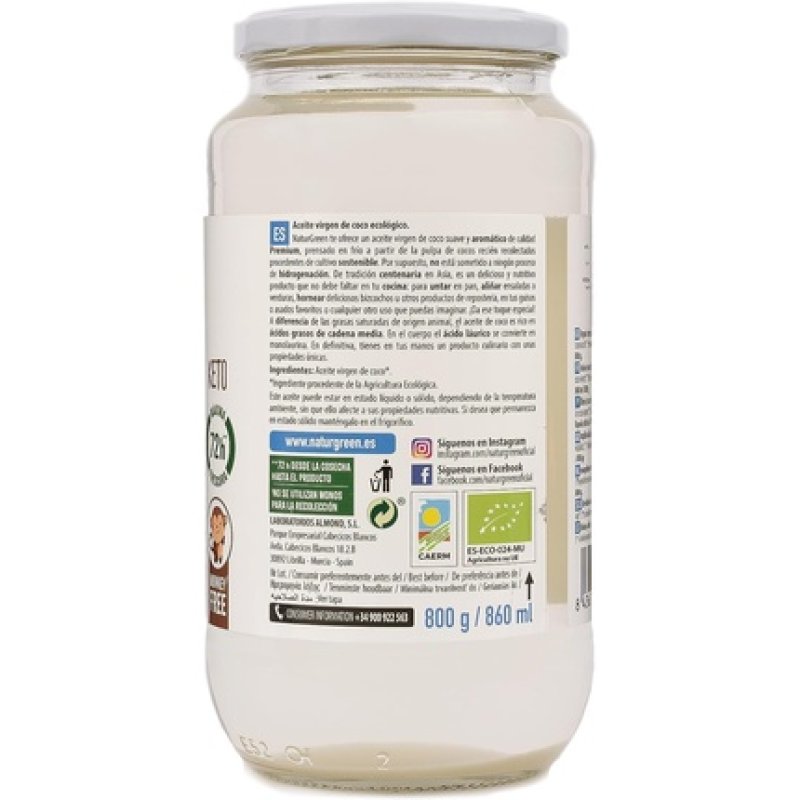 NaturGreen Organic Coconut Virgin Oil 860ml 800g
