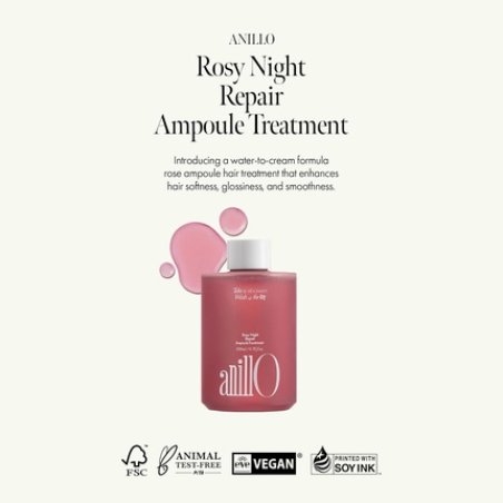 Rosy Night Repair Hair Ampoule Treatment Water-To-Cream Formula for Damaged Hair