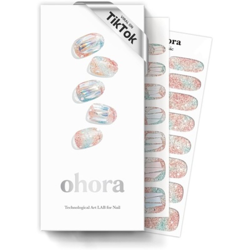Ohora Semi Cured Gel Nail Strips Newtro No1 White Metallic 30 Pcs